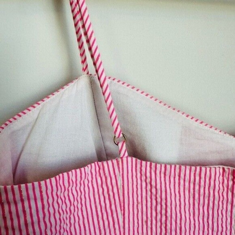 Lilly Pulitzer Pink Seersucker Stripe Sheena Daisy Dress Preppy Size 10 Lined - Picture 9 of 15